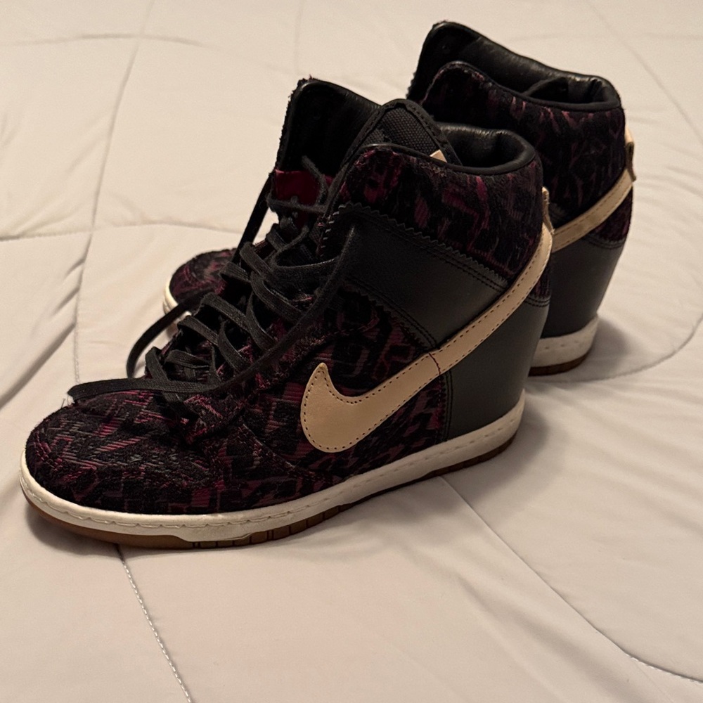 Stylish Black and Tan Nike Women's High-Top Sneakers